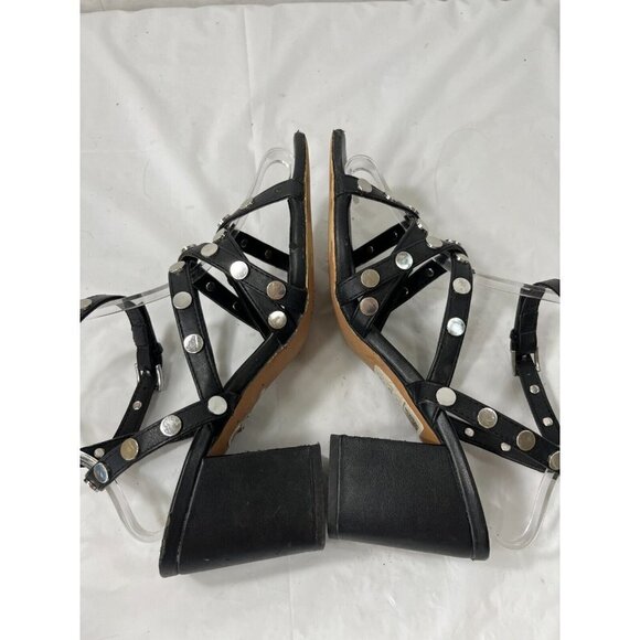 ASOS DESIGN Womens Harlow studded blocked heeled sandals in black US SIZE 7 - Picture 7 of 12